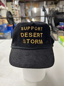Vintage Support Operation Desert Storm  Black Corduroy Trucker Hat