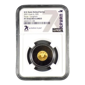 2021 COOK IS $5 U.S STATE ANIMAL SERIES TEXAS LONGHORN PF-70 GOLD COIN #1920 - Picture 1 of 2