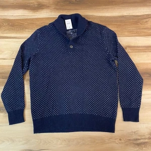J.Crew Sweater Mens Medium Blue Birdseye Lambswool Blend Shawl Collar Knit - Picture 1 of 9