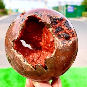 464G Ágata Roja Volcánica Natural Cuarzo Esfera Cristal Bola Curación - Imagen 1 de 19