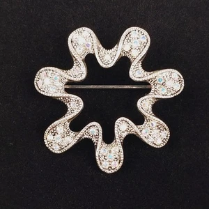 Vintage Modernist Organic Abstract Style Brooch w/ Ab Rhinestones - Picture 1 of 3