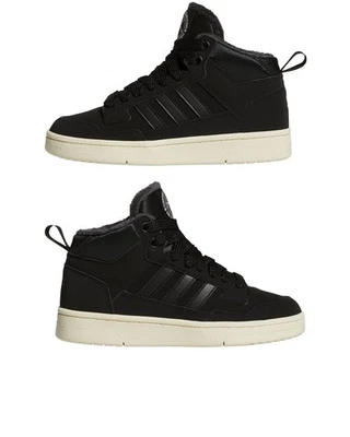  Scarpe Sneakers Ragazzi Donna Adidas Rapid Court Mid J Winter Nero Bianco  - Imagen 1 de 4
