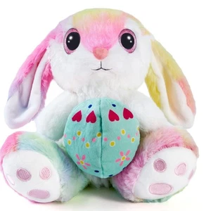 Nleio Easter Stuffed Bunny with Egg(Reversible), 8.5" Plush Rabbit Floppy Ears - Picture 1 of 7