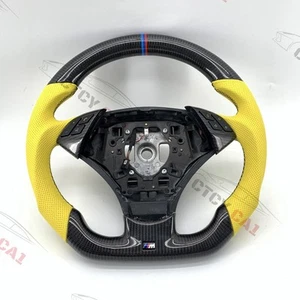 Custom Carbon Fiber Steering Wheel for BMW E60 E61 5-Series 2003-2009 with trim - Picture 1 of 7