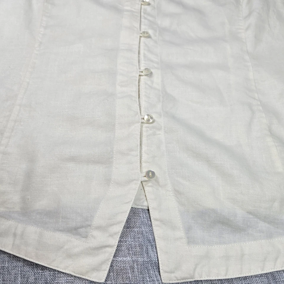 Blusa boho vintage Valerie Stevens para mujer de lino con botones talla 10 M beige crema  Foto 1 de 4