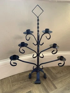 Vintage Wrought Iron Candelabra Candle Holder Brutalist French Gothic - Picture 1 of 8