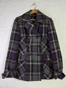 Moda International Wool Double Breasted Plaid Women’s Peacoat Jacket Size S - Picture 1 of 13