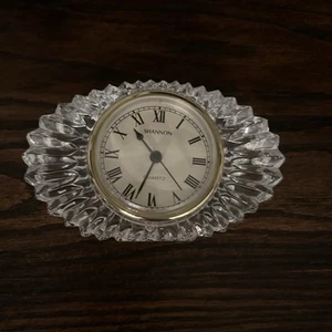 Shannon Designs Of Ireland 24% Lead Crystal Small Symmetry Table Clock 3x5 In - Picture 1 of 5