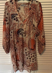 Bailey Blue, Bluse, Größe L, beige/blau/orange Blumenmuster, transparent - Bild 1 von 1