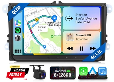 Android Autoradio 8+128 DSP 9 Zoll CarPlay & Android Auto WiFi 6 für VW Polo GTI - Bild 1 von 4