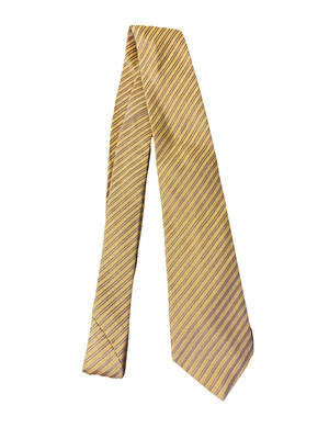 Saks Fifth Avenue Vintage 100% Silk Neck Tie Made in Italy Striped Yellow Blue - Image 1 of 4