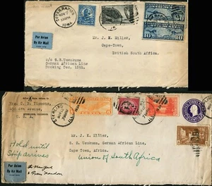 USA nach Südafrika Kapstadt Luftpost SS Usukuma deutsches Schiff 1934 Brief - Bild 1 von 1