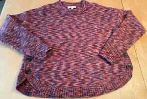 MADEWELL SPACE DYE ACRYLIC WOOL BLEND BUTTON DETAIL PULLOVER SWEATER WOMENS SZ S - Picture 1 of 6
