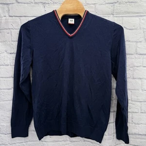 Suéter Jersey DALE OF NORWAY Hombre Talla XXL Cuello en V Lana Merino Azul Marino Rojo - Imagen 1 de 12