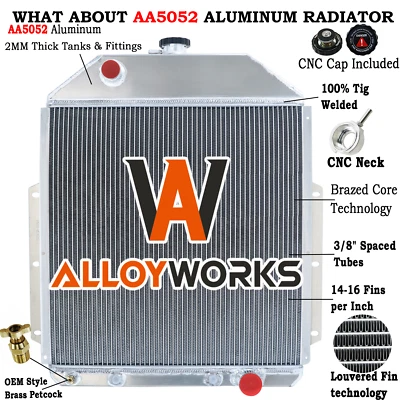 4 Row Aluminum Radiator For 1942-1952 1949 Ford F1 F2 F3 Pickup Truck Chevy V8 - Image 1 of 4