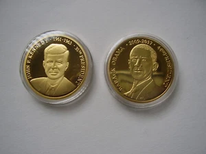 COMO NUEVO PRESIDENTES CONMEMORATIVOS JFK y Barack Obama chapado en oro 24-K colección - Imagen 1 de 10