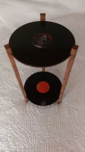 Record Table, Two Shelf LP Retro Record Side Table, Plant Stand - Picture 1 of 6