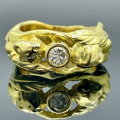 Vintage Nudes .30ct Diamond Ring 18k Yellow Gold - Image 1 of 4