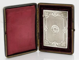 Antique Victorian Sterling Silver Card Case Original Fitted Case Hallmarked 1869 - Picture 1 of 12