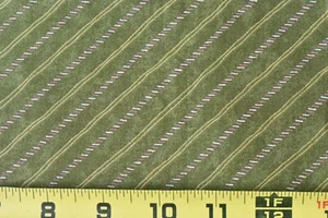 By 1/2 Yd, Pink & Gold Diagonal Stripes on Olive Cotton/Moda/Gervais,P8341 - Picture 1 of 8
