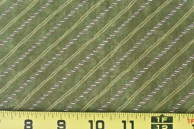 By 1/2 Yd, Pink & Gold Diagonal Stripes on Olive Cotton/Moda/Gervais,P8341 - Image 1 of 4