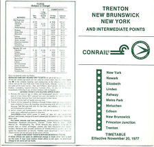 11/20/1977 Conrail trenton new brunswick new york passenger service timetable