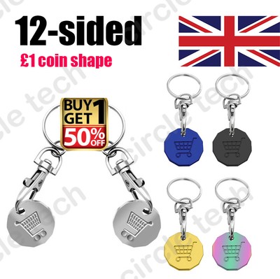 Trolley Coin Removable Keyring - £1 Pound Supermarket Shopping Cart Token, Plastic, UK Made Aldi Key - Foto 5