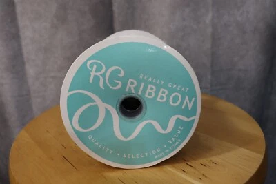 RG Really Great Ribbon Green White Checker Print Spool New Sealed - Image 1 of 2