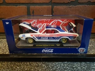 M2 Machines  Coca-Cola 1970 Dodge Challenger R/T Hemi 1:24 WMTS01 Red White Blue - Image 1 of 4