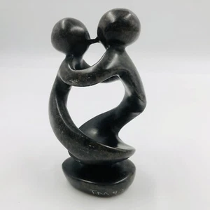 Vtg Hand Carved Stone Sculpture Kissing Embracing Couple Contemporary Abstract - Picture 1 of 10