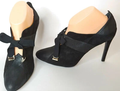 Giorgio Armani Zapatos Negro Gamuza Cuero Botines Zapatos 41 10 Corbata XGDN58 $600 Foto 1 de 4