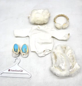 American Girl Doll Wintry Weekend Outfit - White Fur Vest Hair Band Shirt Shoes - Picture 1 of 5