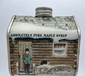 Vtg 1984 Vermont Maine Absolutely Pure Maple Syrup Tin Country Farm House Decor - Picture 1 of 10