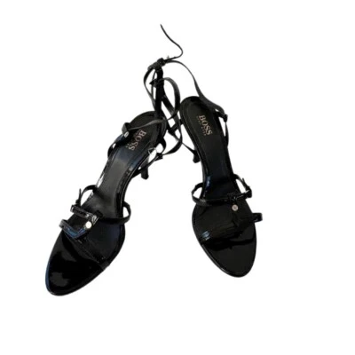 Sandalias de aguja Hugo Boss para mujer negras Dionis de cuero gris talla 8 Foto 1 de 4