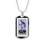 Tarot Card Necklace The Death Skeleton Stainless Steel or 18k Gold Dog Tag 24"