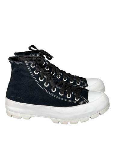 Scarpe sneakers Converse Hi Lugged Platform donna nere bianche allacciate taglia 9