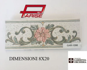 Listello fascia piastrella decoro floreale Gardenia Orchidea 8x20 - Foto 1 di 1