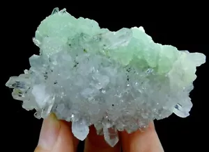 75g 62mm Water clear Quartz with Green Prehnite from China B8337 - Picture 1 of 7