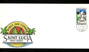 Postal History St. Lucia FDC #1001 anti drug death mask morbid 1993 - Picture 1 of 5