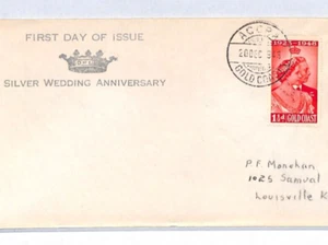 GOLD COAST FDC 1948 SILVER WEDDING Accra USA KY Louisville{samwells-covers}YR118 - Picture 1 of 10