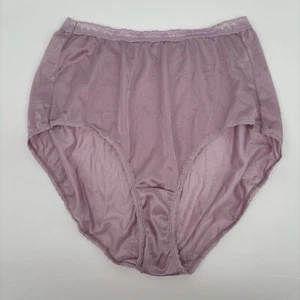 Just My Size Nylon Brief Panties 100% nylon Sz 9 Lilac Purple Hi Cut Lace - Picture 1 of 4