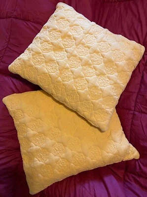 CRATE AND BARREL Dos Fundas de Almohada Acolchadas Amarillas para Sofá Sofá - USADAS Foto 1 de 4