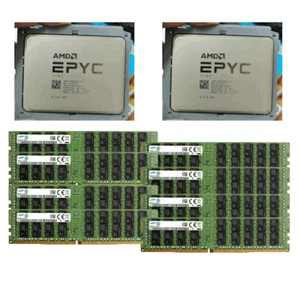 2 piezas AMD EPYC Milán 7T83 CPU64 núcleo 2.45Ghz + 8x Samsung 64GB 3200MHz RAM - Imagen 1 de 4