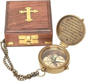 Engraved Personalized Inscription Antique Brass Compass Engraved with Box - Picture 1 of 9