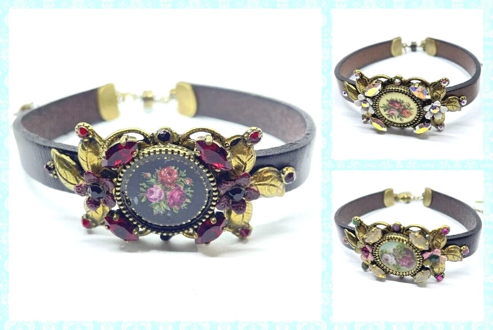 Bracelet Michal Negrin Crystal Magnetic lock leather Made in Israel - Image 1 of 1