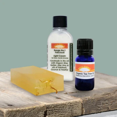 NEW DAWN Akne & Narbenentfernung - Bio Seife, Creme & Öl Probenpackung für Flecken & Narben