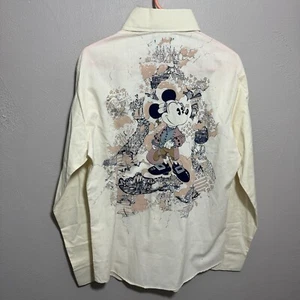VTG 70s Kennington Disney Colonial Mickey Mouse Ivory Shirt Mens L NWT Deadstock - Picture 1 of 9