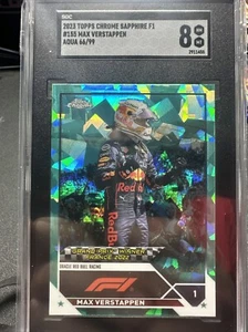 2023 Topps Chrome Sapphire Formula 1 F1 Max Verstappen Aqua 66/99 #155 SGC 8 - Picture 1 of 2