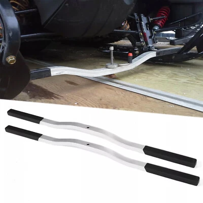 For Snowmobile Trailer Ski Tie Down Bar w/ Black Boots 1 Pair Black & Silver - Image 1 of 4