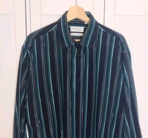 Vintage YSL Hemd Large Grün Blau Silber Metallic Streifen - Bild 1 von 11